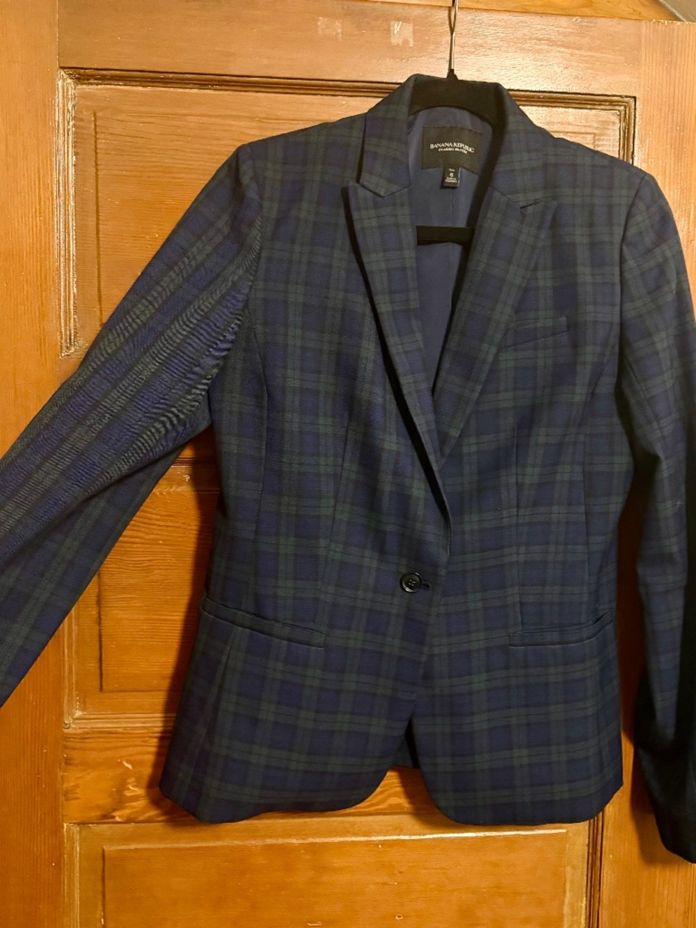 Banana Republic Black Watch Plaid Classic Blazer - Size 6 Tall